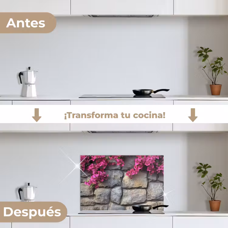 Salpicaderos de cocina - Bougainvillea - Muro de Piedra - Rosa — 7