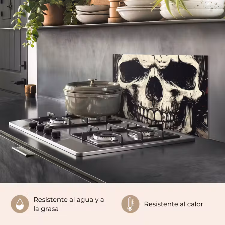 Salpicaderos de cocina - Calavera - Cadenas - Rojo — 2