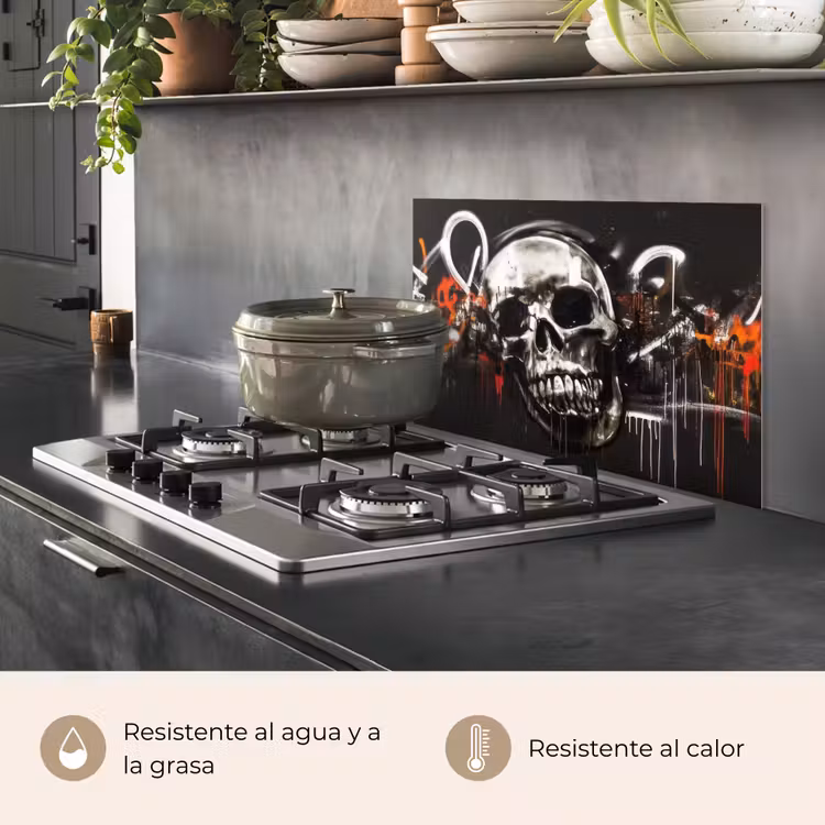 Salpicaderos de cocina - Calaveras - Arte - Oscuro - Rojo — 2