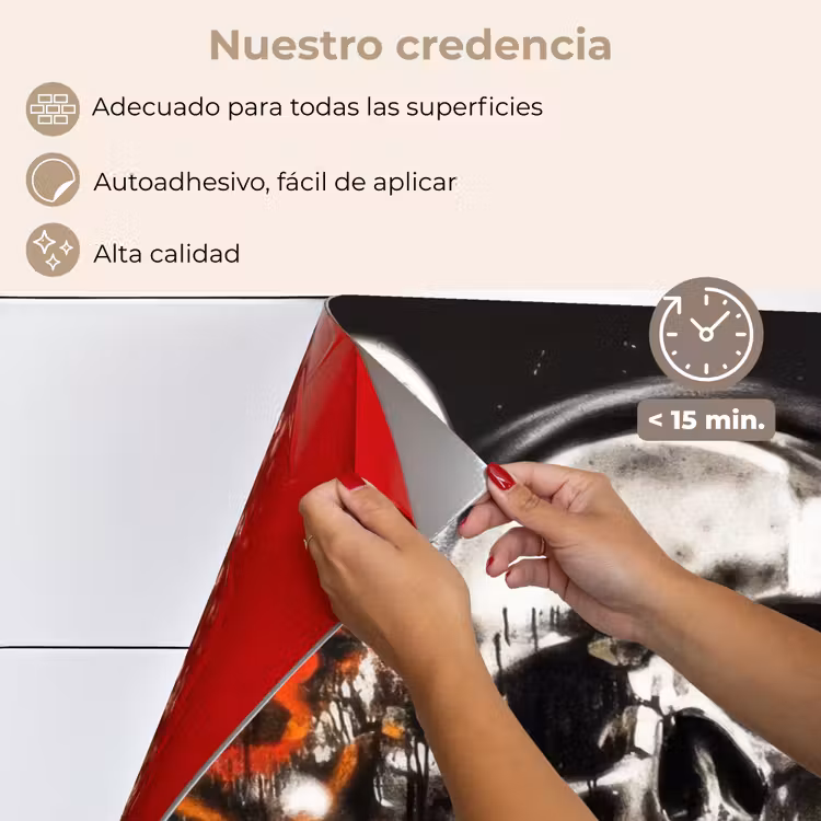 Salpicaderos de cocina - Calaveras - Arte - Oscuro - Rojo — 4