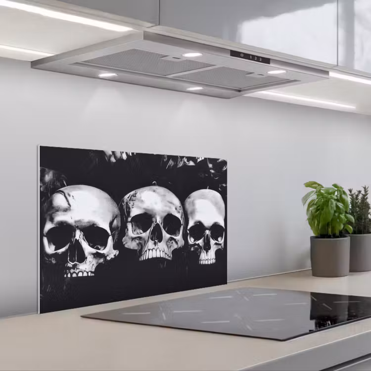 Salpicaderos de cocina - Calaveras - Negro - Contraste — 1