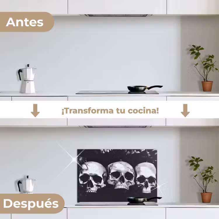 Salpicaderos de cocina - Calaveras - Negro - Contraste — 7