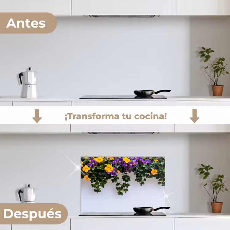 Salpicaderos de cocina - Flores - Pared - Amarillo - Morado — 7