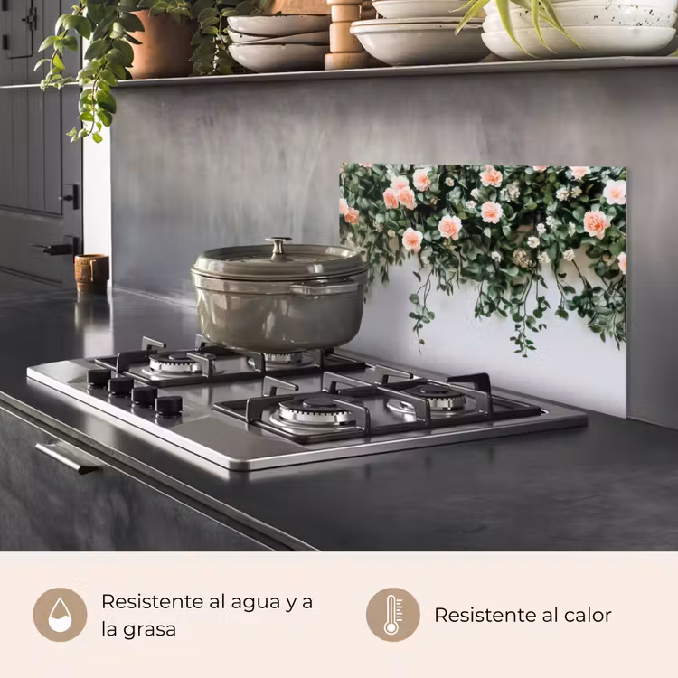 Salpicaderos de cocina - Flores - Pared - Rosas - Verde — 2