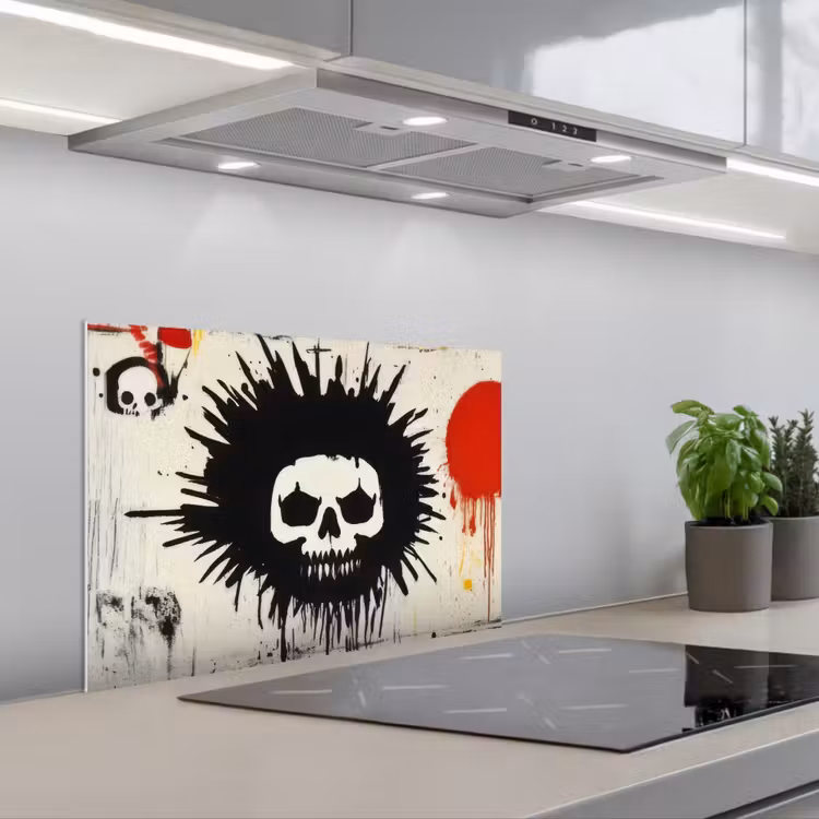 Salpicaderos de cocina - Graffiti - Calavera - Abstracto - Rojo — 1