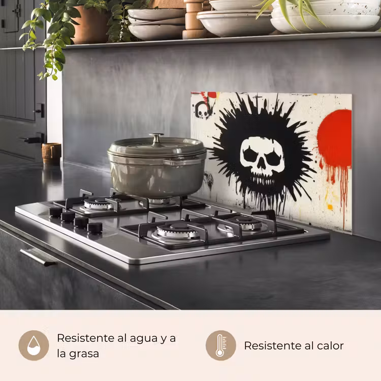 Salpicaderos de cocina - Graffiti - Calavera - Abstracto - Rojo — 2