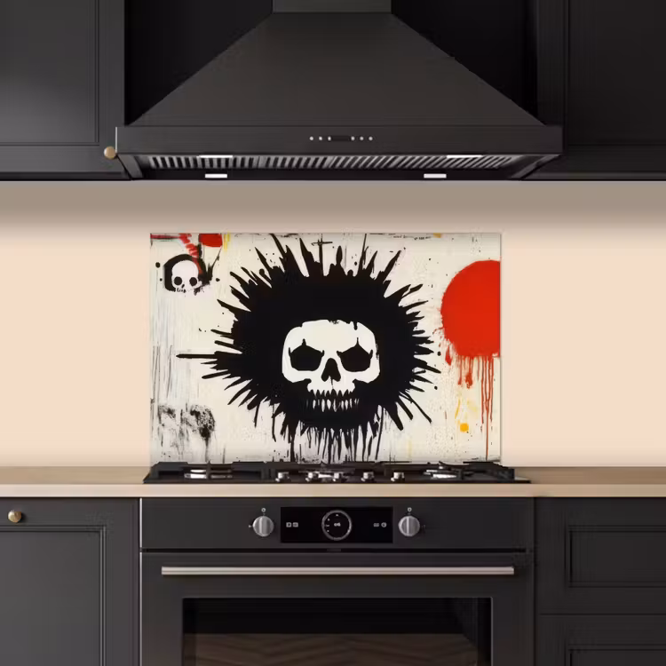 Salpicaderos de cocina - Graffiti - Calavera - Abstracto - Rojo — 5