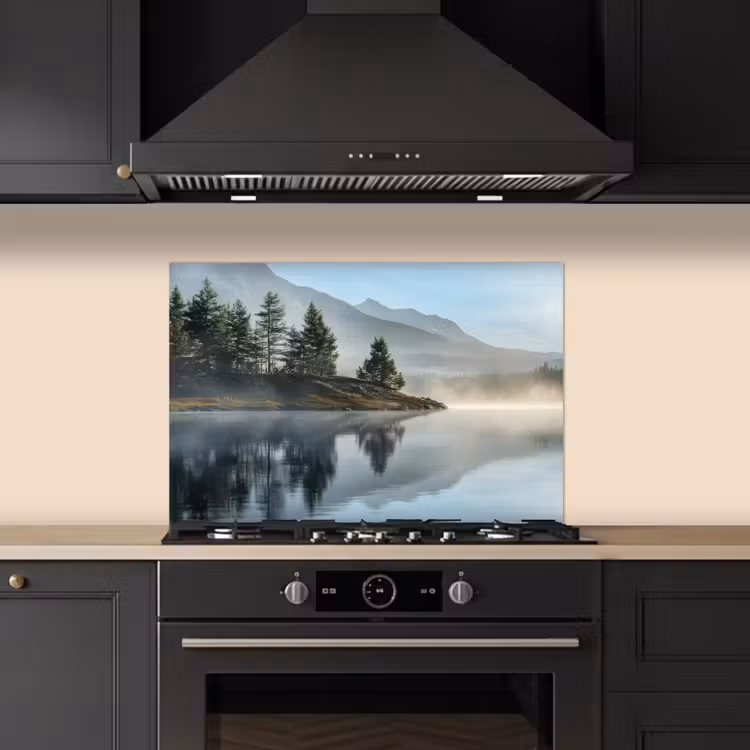 Salpicaderos de cocina - Lago - Niebla - Montañas - Paisaje — 5