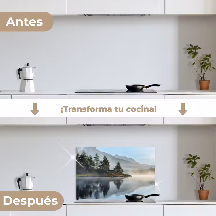 Salpicaderos de cocina - Lago - Niebla - Montañas - Paisaje — 7