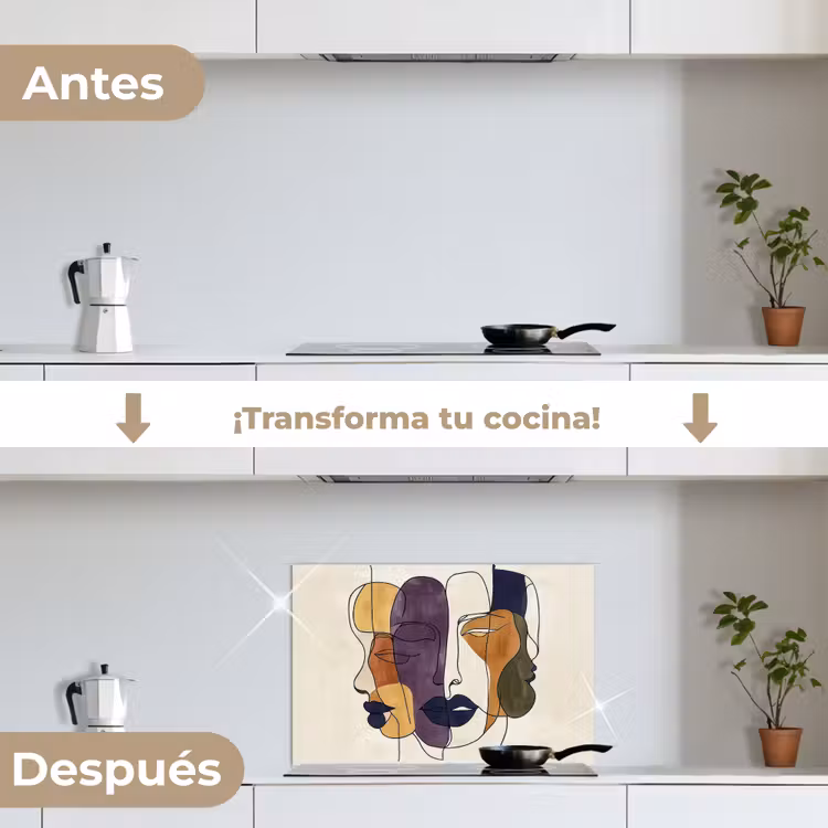 Salpicaderos de cocina - Abstracto - Caras superpuestas - Morado - Verde oscuro — 7