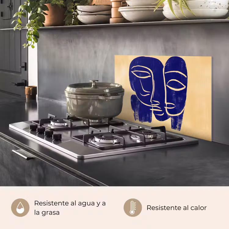 Salpicaderos de cocina - Amarillo ocre - Azul - Líneas simples — 2