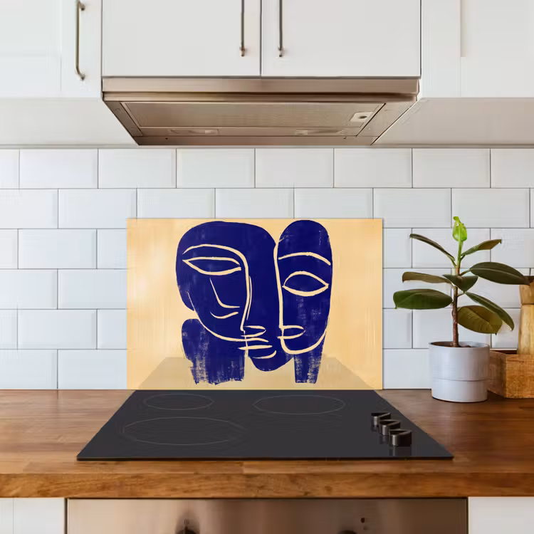 Salpicaderos de cocina - Amarillo ocre - Azul - Líneas simples — 3
