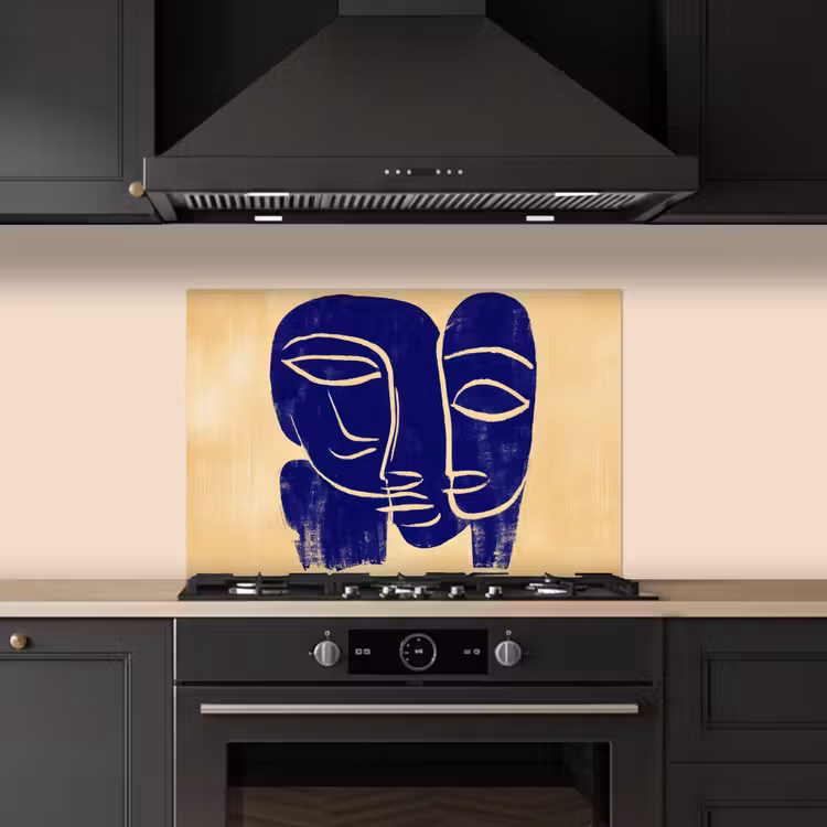 Salpicaderos de cocina - Amarillo ocre - Azul - Líneas simples — 5