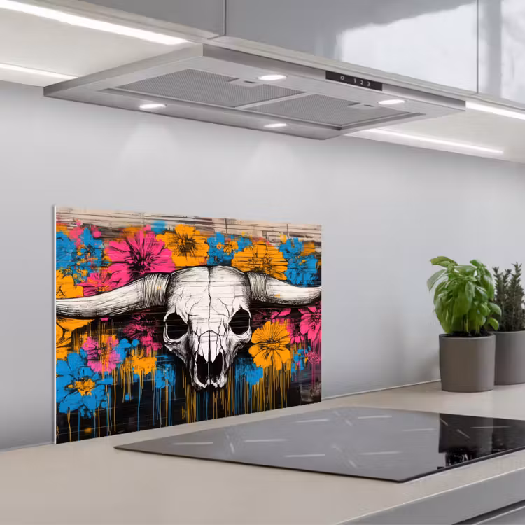 Salpicaderos de cocina - Calavera - Flores - Graffiti — 1