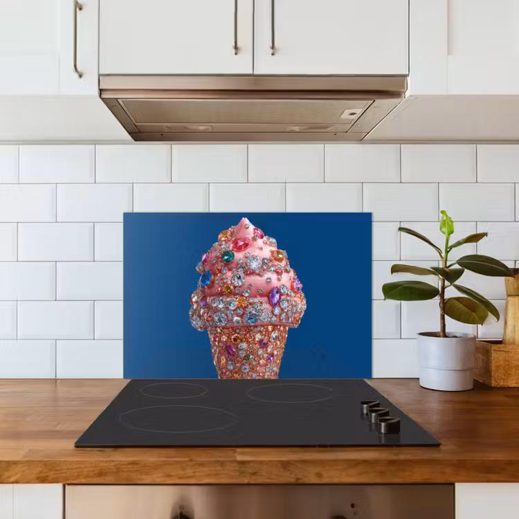 Salpicaderos de cocina - Cono de helado - Strass - Azul — 3