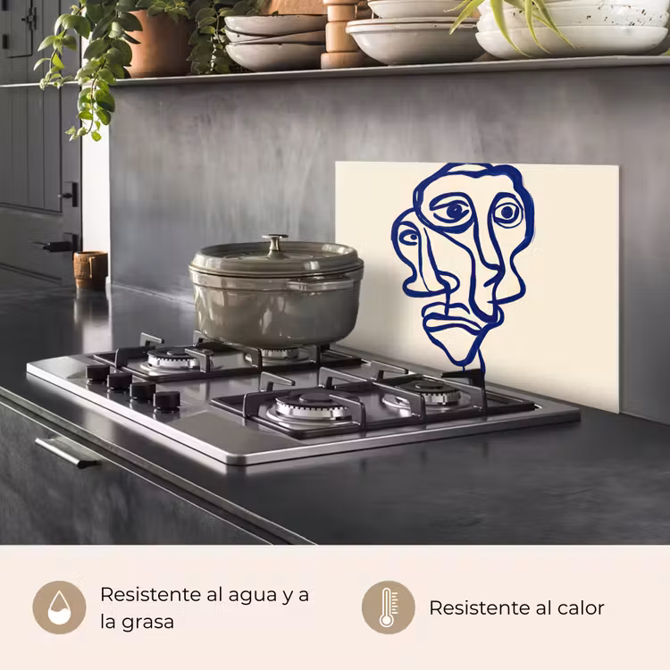Salpicaderos de cocina - Dibujo lineal - Caras superpuestas - Azul oscuro — 2