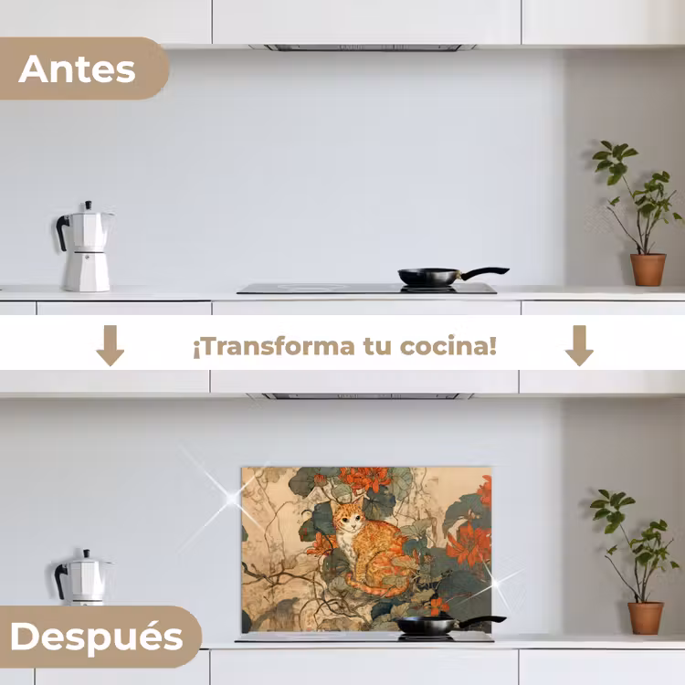 Salpicaderos de cocina - Gato - Ornamental - Flores — 7