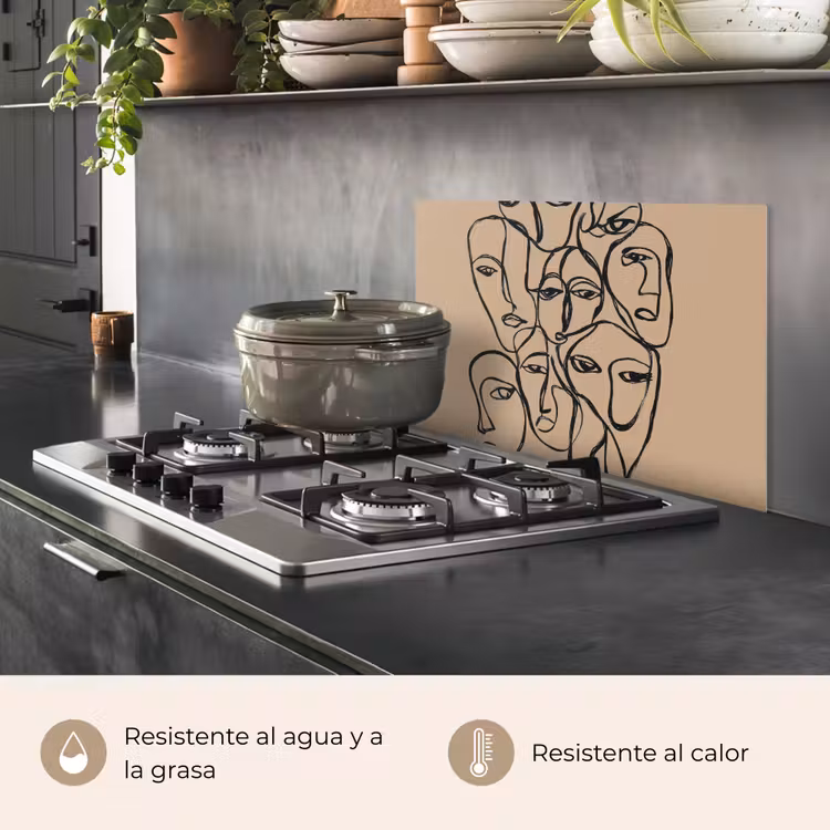 Salpicaderos de cocina - Mar de caras - Dibujo lineal - Abstracto — 2