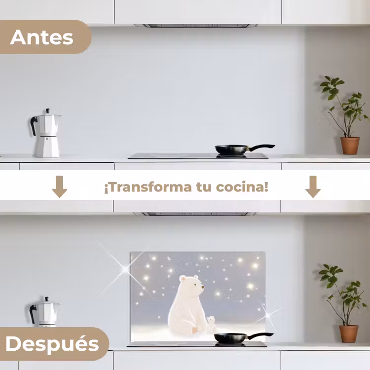 Salpicaderos de cocina - Oso polar - Nieve - Estrellas - Azul — 7