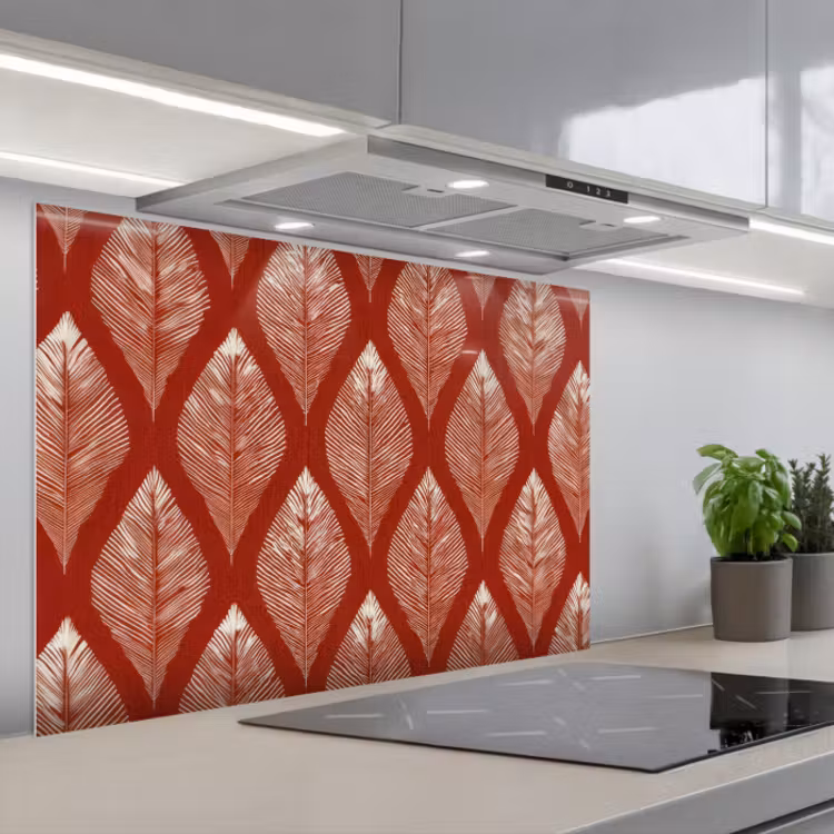 Salpicaderos de cocina - Hojas - Rojo - Elegante — 1