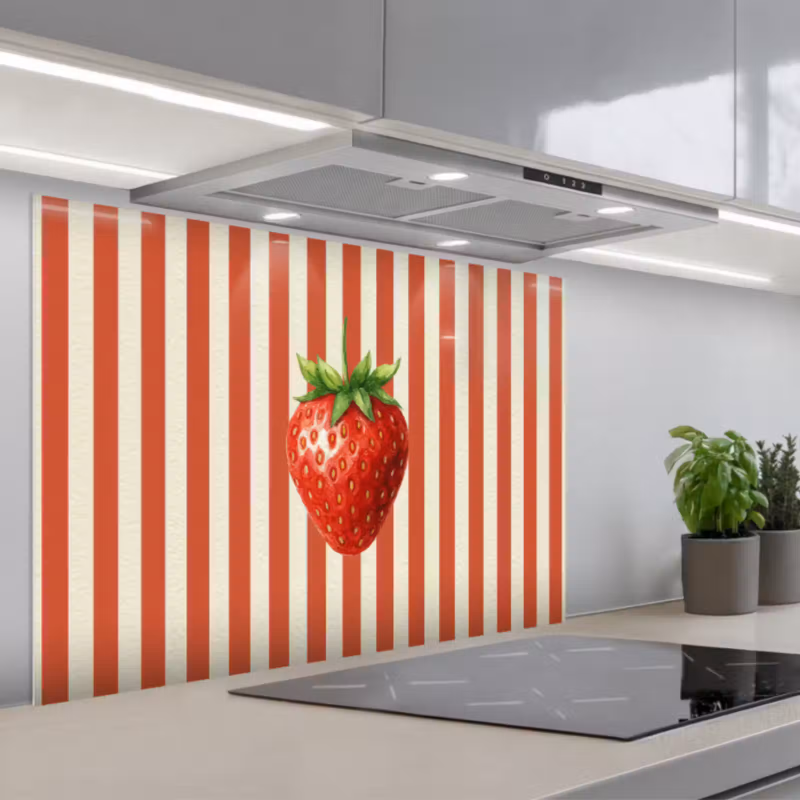 Salpicaderos de cocina - Fresa - Rayas - Rojo — 1