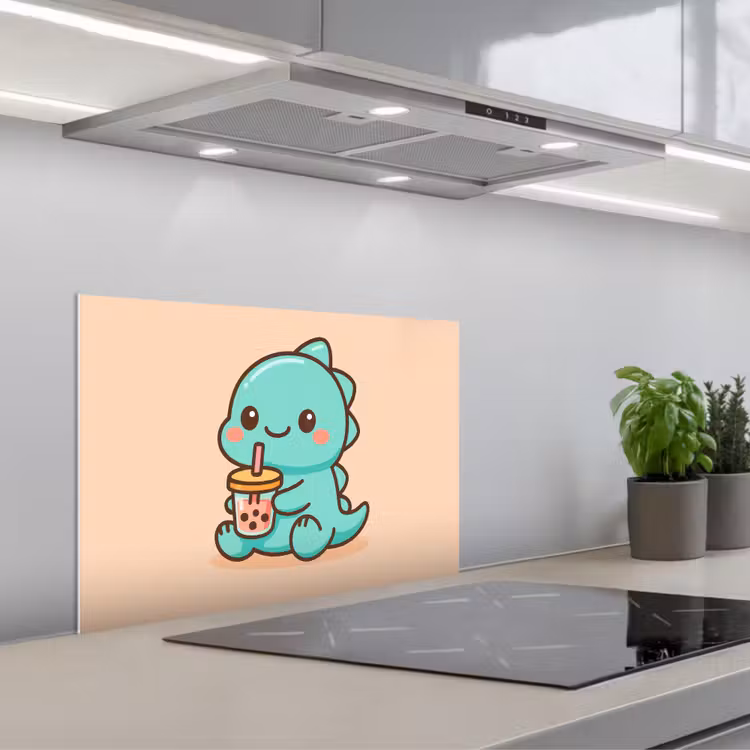 Salpicaderos de cocina - Dino - Boba - kawaii - Naranja — 1