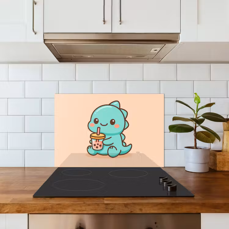 Salpicaderos de cocina - Dino - Boba - kawaii - Naranja — 3
