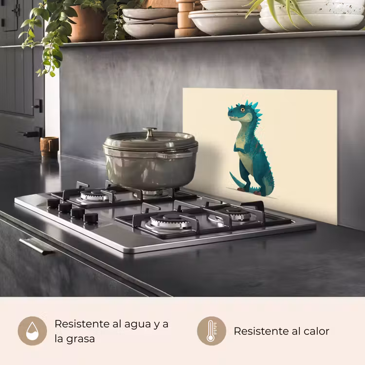 Salpicaderos de cocina - Dinosaurio - Turquesa - Espinas — 2