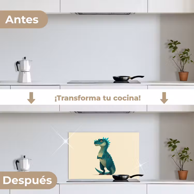 Salpicaderos de cocina - Dinosaurio - Turquesa - Espinas — 7