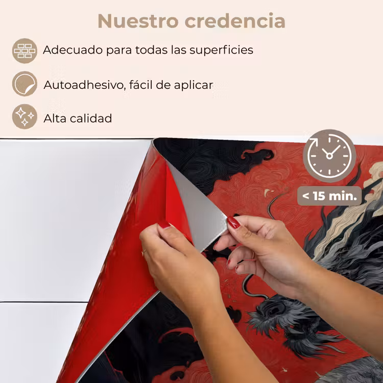 Salpicaderos de cocina - Dragón negro - Nubes de humo - Rojo — 4