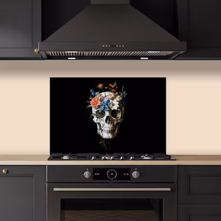 Salpicaderos de cocina - Flores - Calavera - Colorido — 5