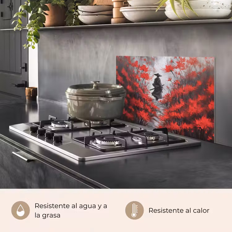 Salpicaderos de cocina - Flores rojas - brumoso - Hombre — 2