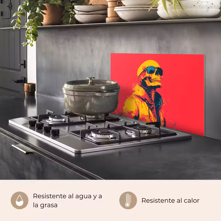 Salpicaderos de cocina - Gafas de sol - Calavera - Chaqueta - Rojo — 2