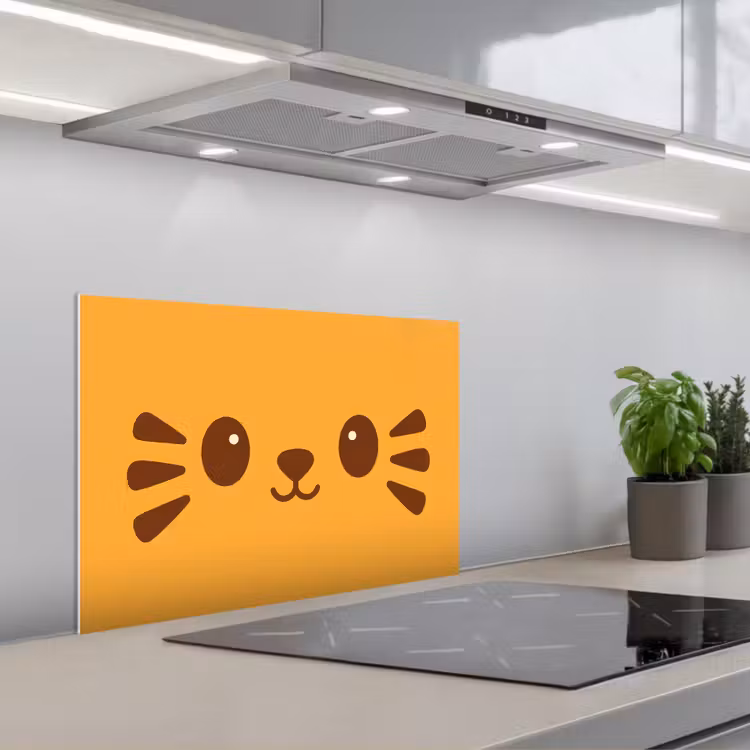 Salpicaderos de cocina - Gato - Simplista - Naranja - Alegre — 1