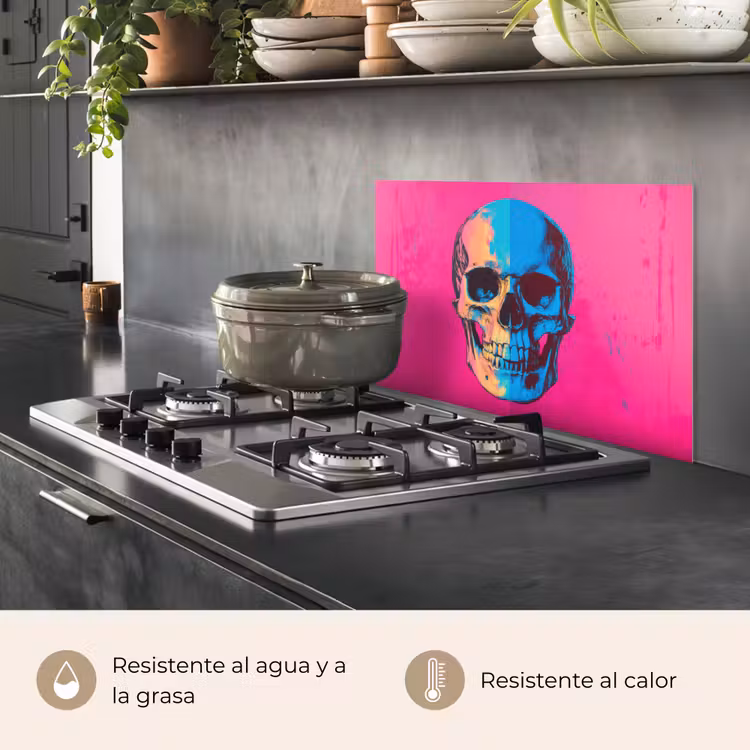 Salpicaderos de cocina - Neón - Azul - Pop-art - Calavera — 2