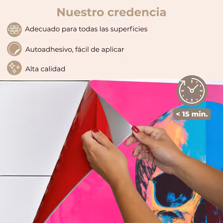 Salpicaderos de cocina - Neón - Azul - Pop-art - Calavera — 4