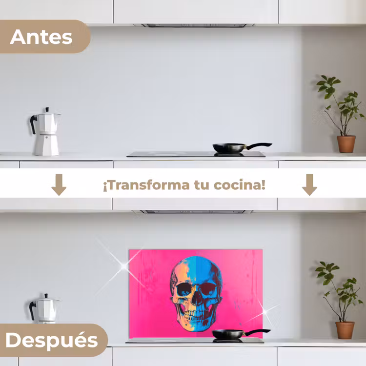 Salpicaderos de cocina - Neón - Azul - Pop-art - Calavera — 7
