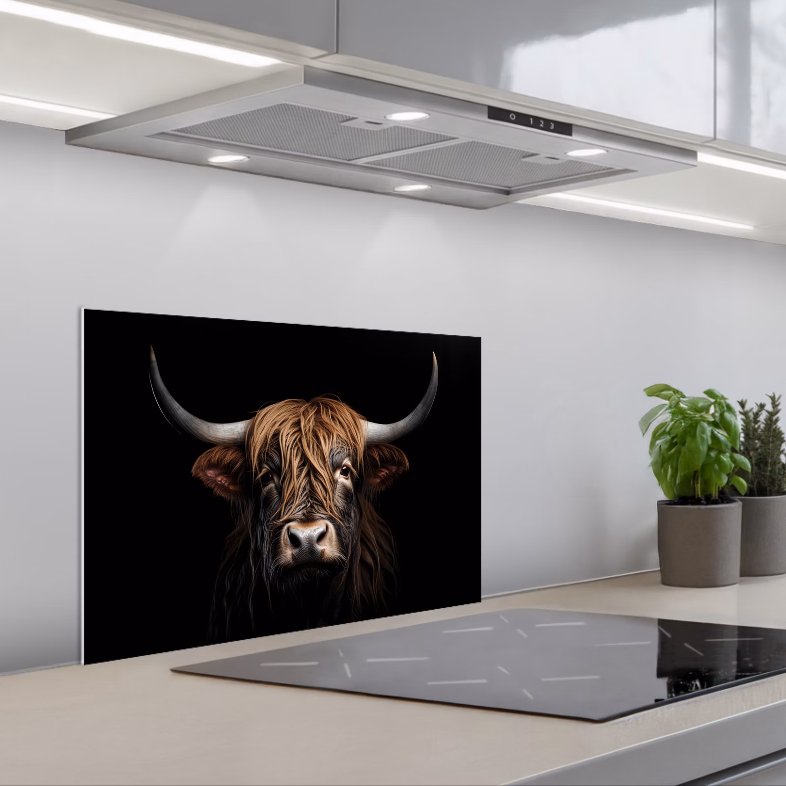 Salpicaderos de cocina - Highlander escocés - Retrato - Negro - Animal — 1