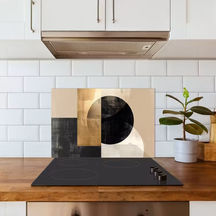 Salpicaderos de cocina - Abstracto - Oro - Negro - Arte — 3