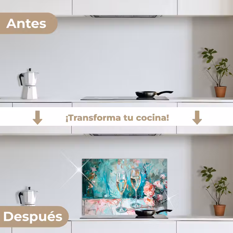 Salpicaderos de cocina - Champán - Pintura - Flores - Arte — 7
