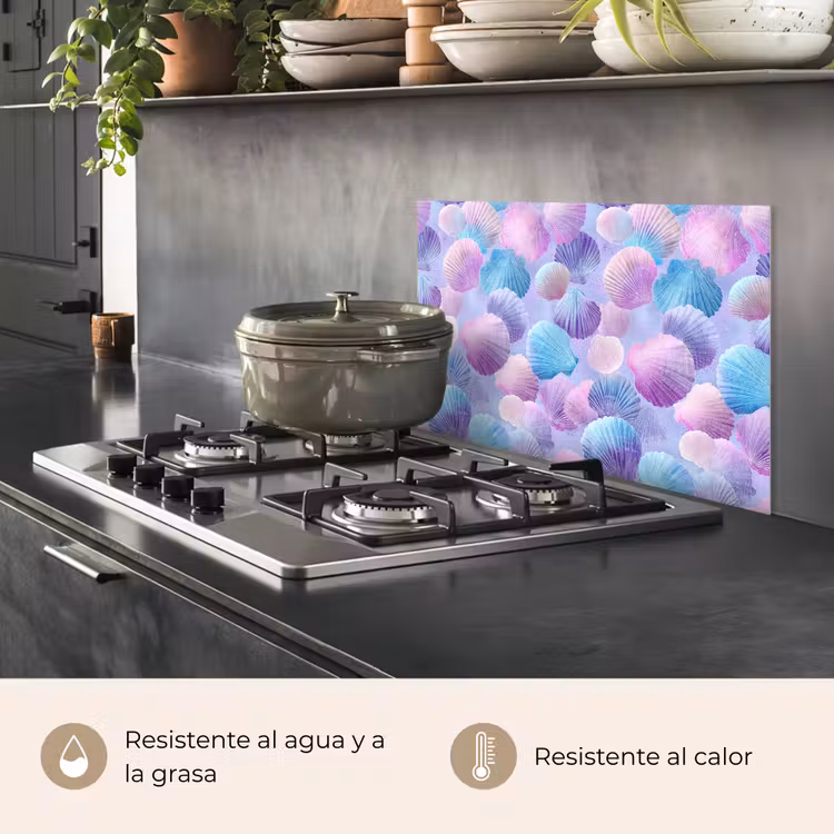 Salpicaderos de cocina - Conchas - Morado - Azul - Patrón — 2