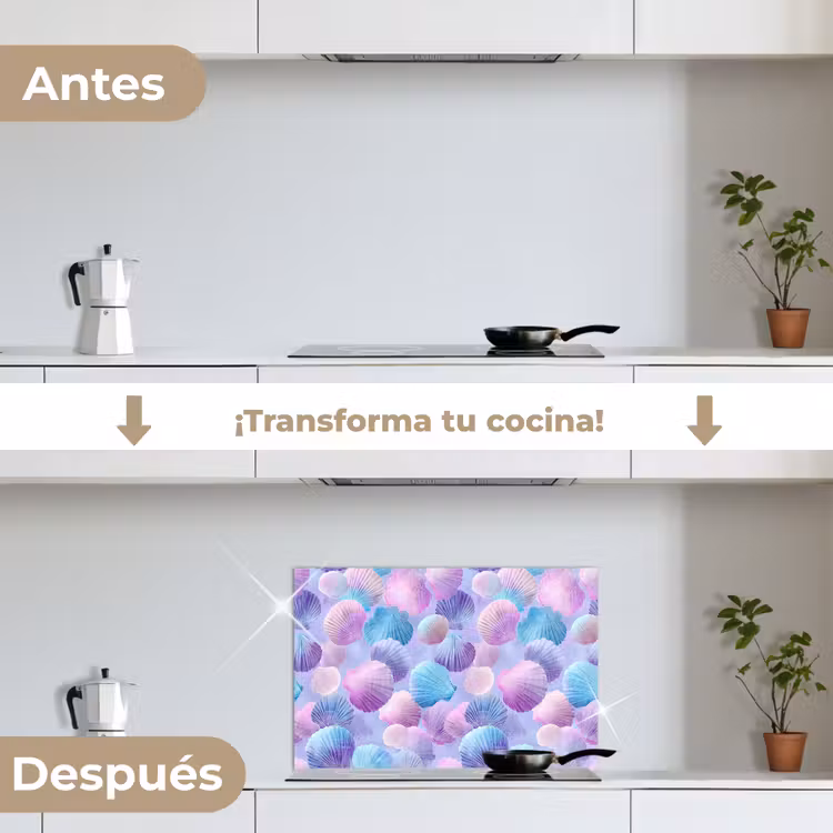 Salpicaderos de cocina - Conchas - Morado - Azul - Patrón — 7