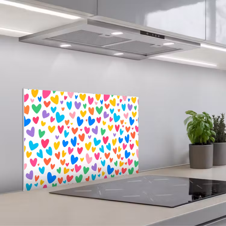 Salpicaderos de cocina - Corazones - Colorido - Patrón - Animado — 1