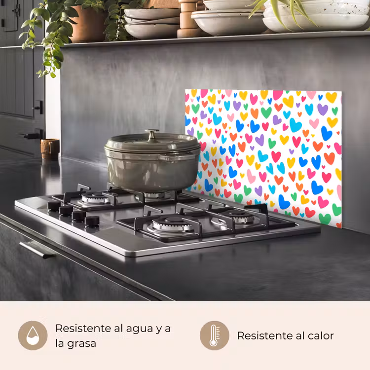 Salpicaderos de cocina - Corazones - Colorido - Patrón - Animado — 2