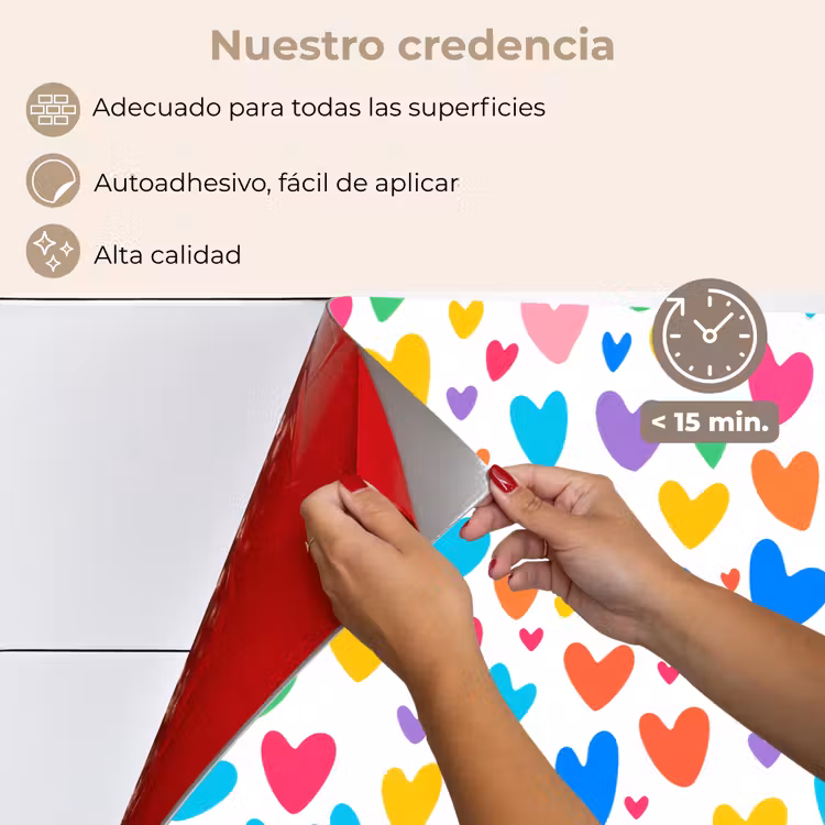 Salpicaderos de cocina - Corazones - Colorido - Patrón - Animado — 4
