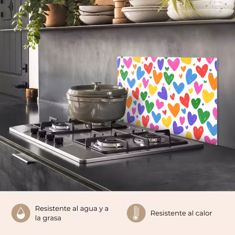 Salpicaderos de cocina - Corazones - Patrón - Colorido — 2