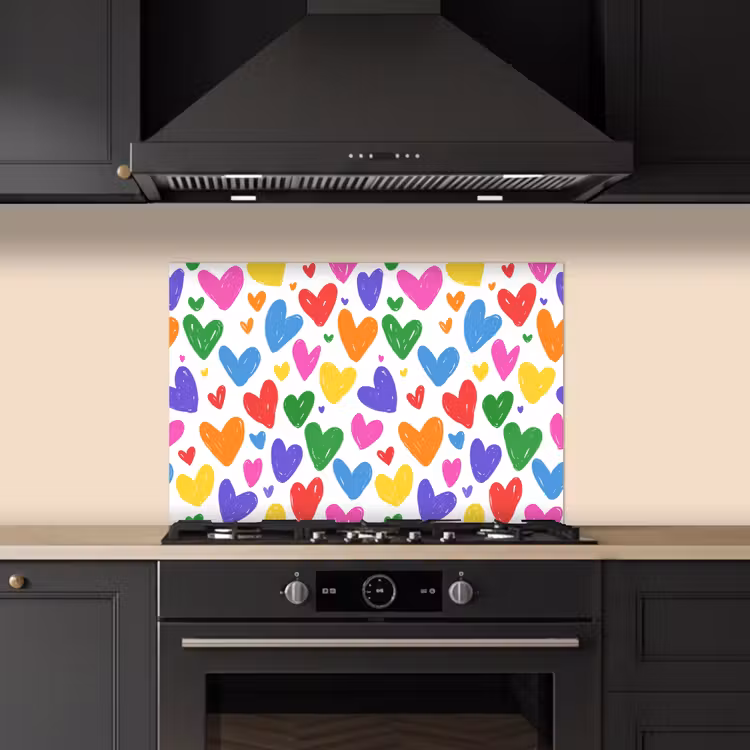 Salpicaderos de cocina - Corazones - Patrón - Colorido — 5