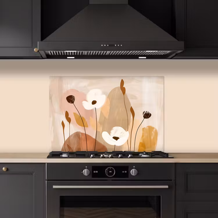 Salpicaderos de cocina - Flores - Abstracto - Beige - Arte — 5