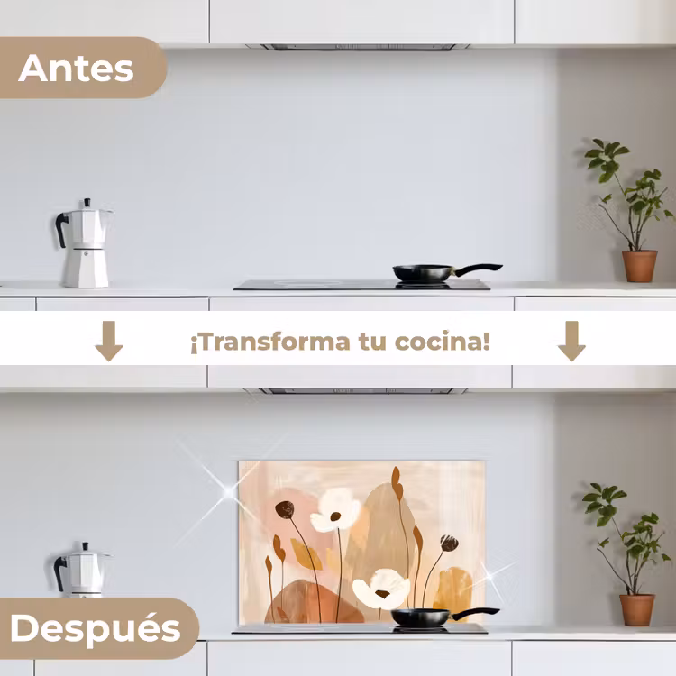 Salpicaderos de cocina - Flores - Abstracto - Beige - Arte — 7