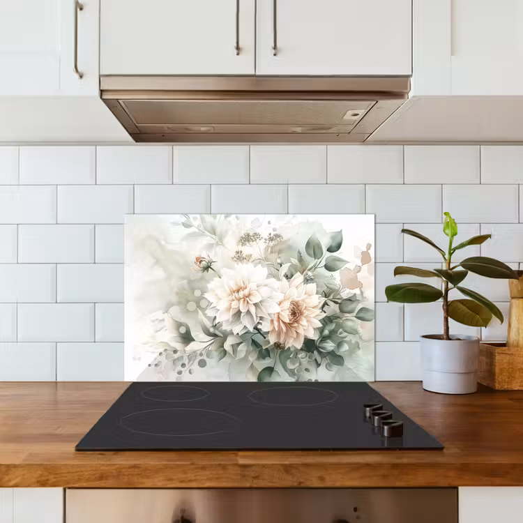 Salpicaderos de cocina - Flores - Blancas - Plantas - Dalias — 3